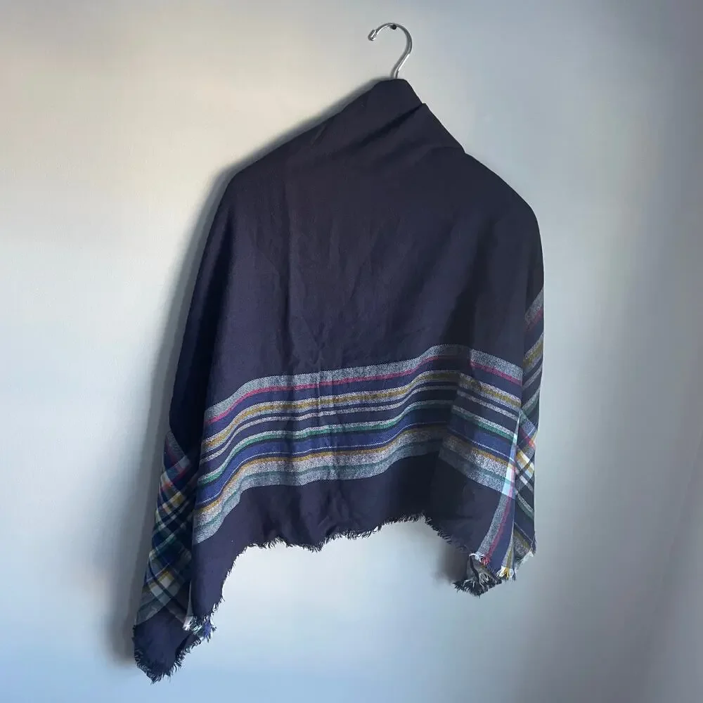 GAP Navy Blue Striped Scarf Shawl Blanket Preppy 51